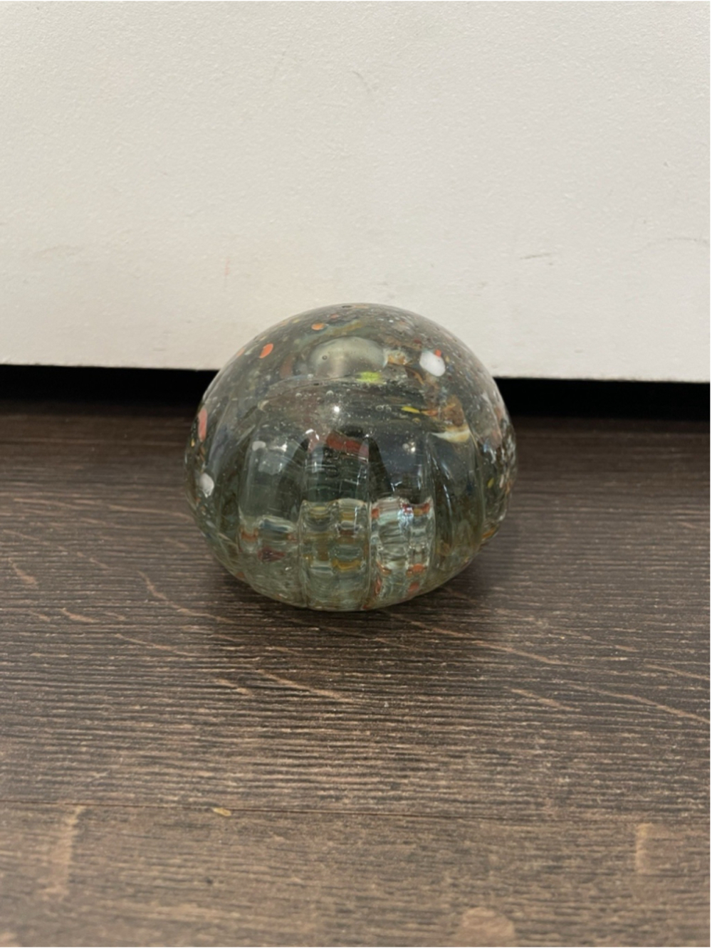 Multicolor Hand Blown Art Glass Paperweight Vintage